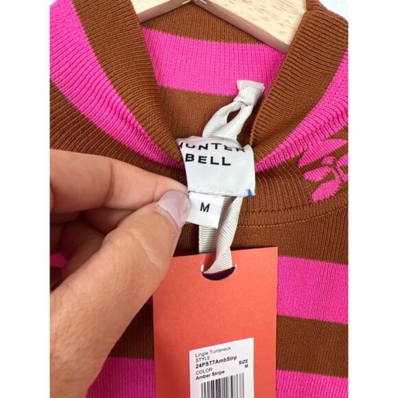 NWT Hunter Bell Ribbed Knit Linge Turtleneck Amber Pink Stripe Size: Medium - Picture 6 of 8